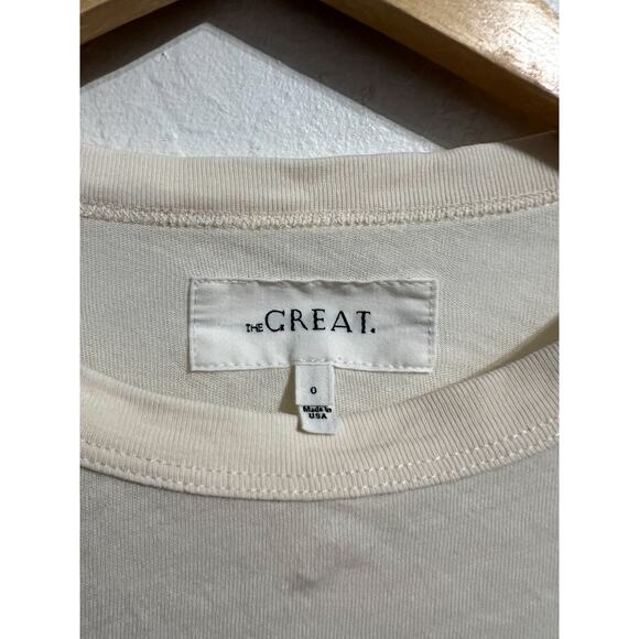 The Great. Tee Shirt Sz 0 XS Off White Graphic Outdoors Woods Forest Cream Boxy - Picture 5 of 7